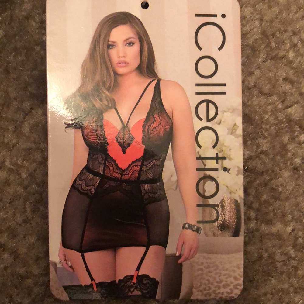 Icollection shiny lycra chemise with lace lingerie
